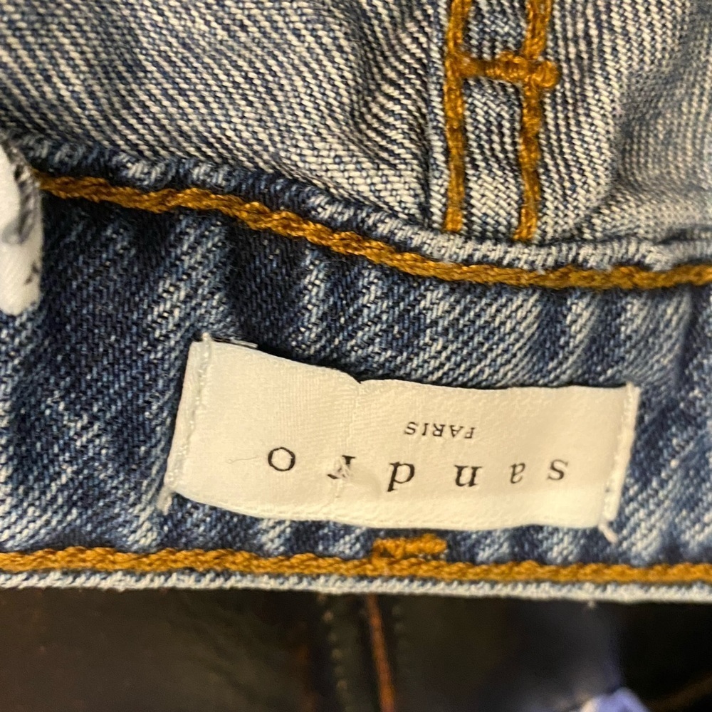 SANDRO Hortense Distressed Happening Jeans In Blue (J1) - Picture 5 of 10